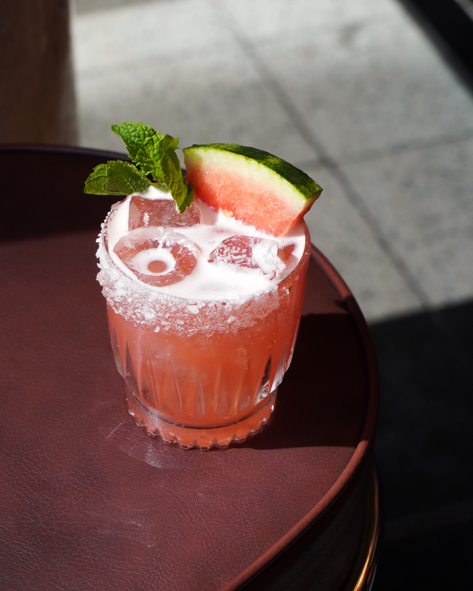 Photograph of a watermelon margarita
